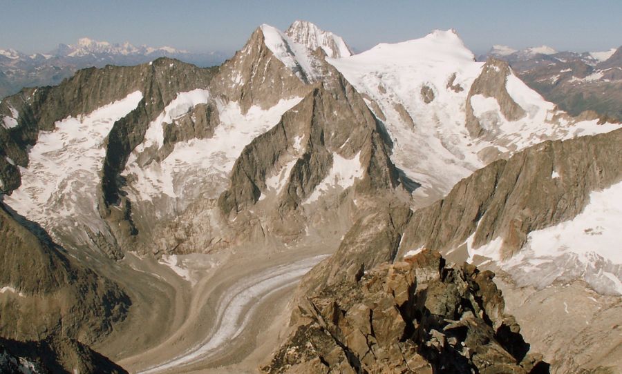 Nesthorn and Bietschhorn in the Bernese Oberlands of Switzerland