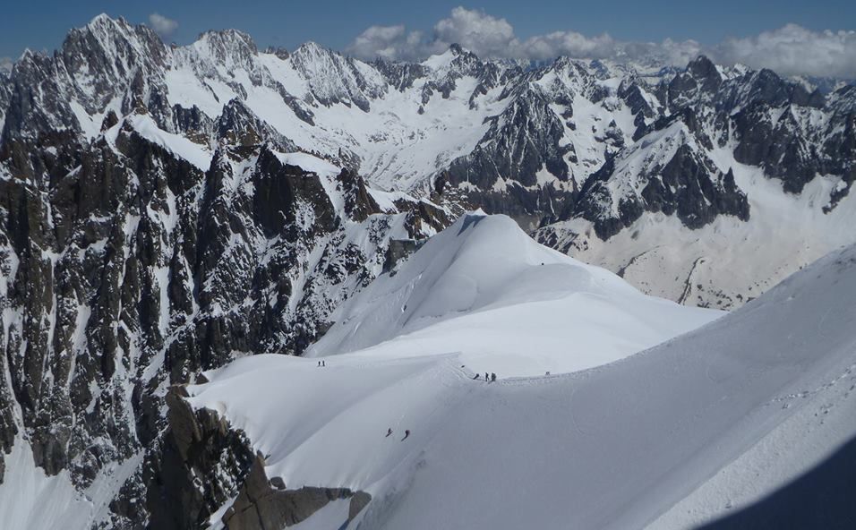 Chamonix Aiguilles on exit from Aiguille du Midi