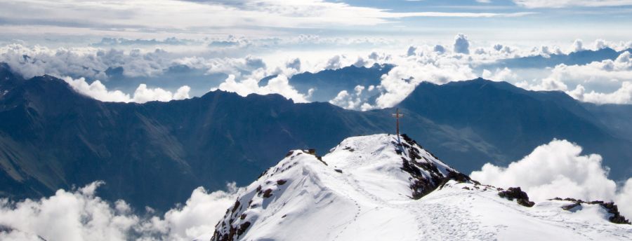 View from Monte Vioz in the Ortler Group in the Italian Alps