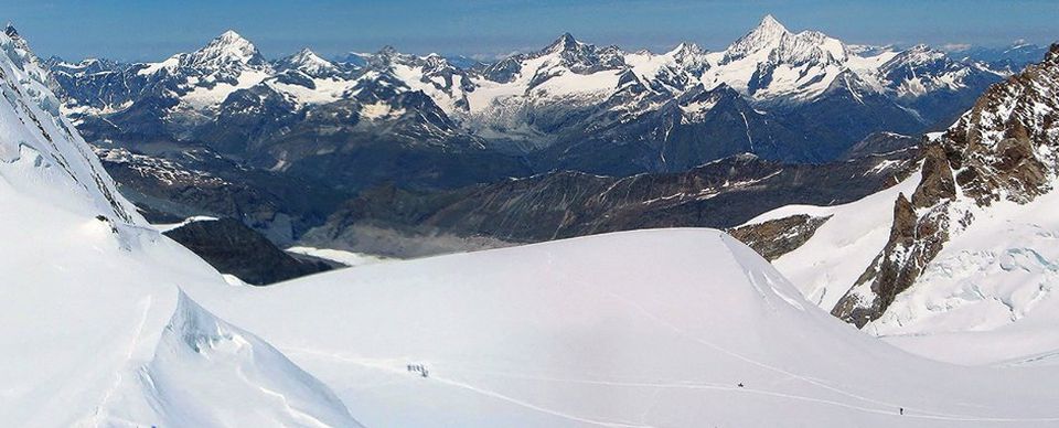 Dente Blanche and Weisshorn from Monte Rosa