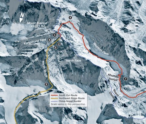 Ascent Routes on Mount Everest