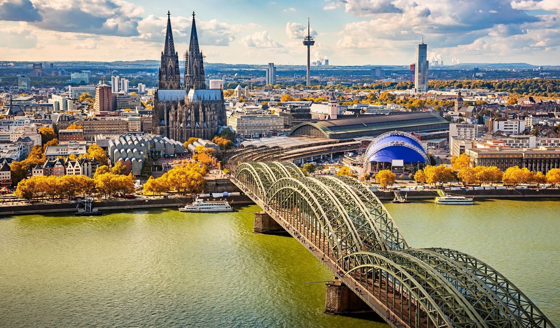 Hohenzollernbrucke over the Rhine River at Cologne / Koln in the Eifel Region of Germany