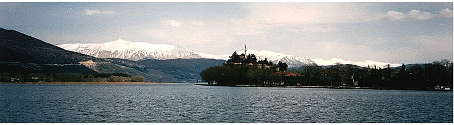 Lake Pambotis and Pindus Mountains in North West Greece