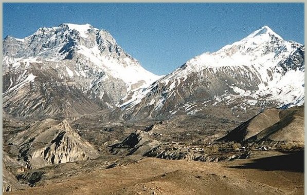 Tharong La and Tharong Peak on descent from Muktinath