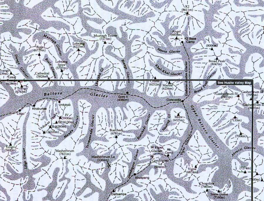 Map of the Baltoro Glacier Region of the Pakistan Karakorum