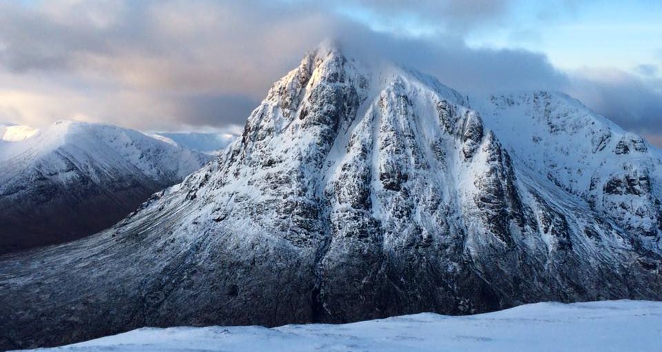 Buachaille Etive Mor from the summit of Beinn a Chrulaiste in Glencoe in the Highlands of Scotland