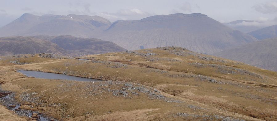 Ben Starav from lochan on summit ridge of Beinn Mhic Mhonaidh