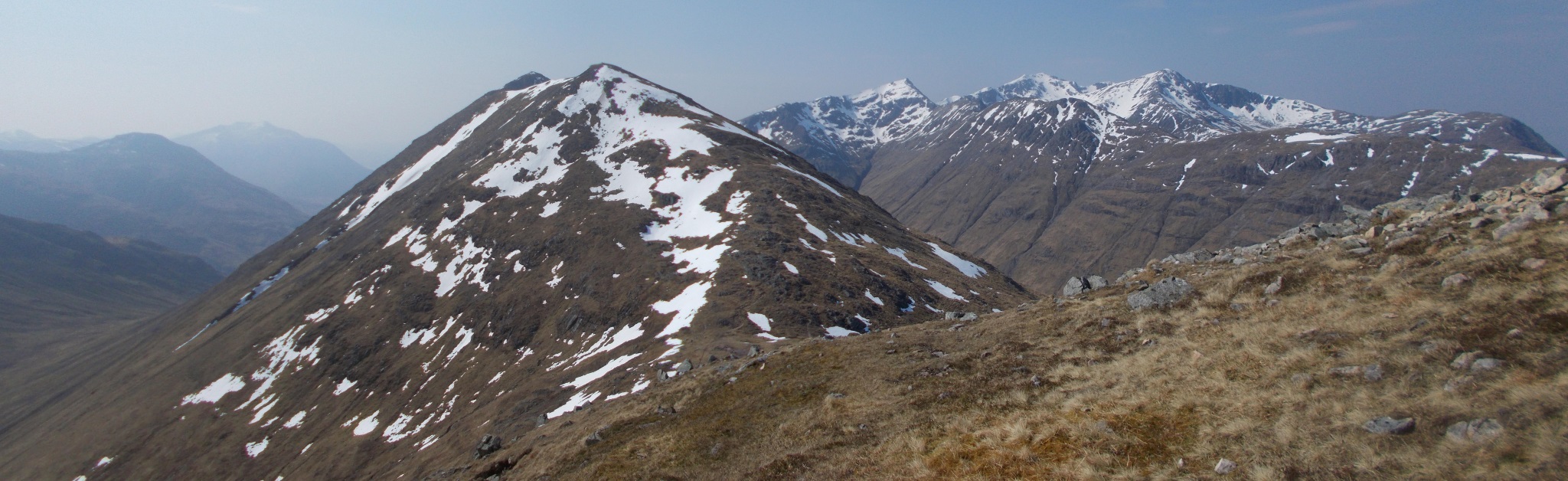 Stob Dubh and Stob Coire Sgreamhach and Bidean nam Bian from Stob Coire Raineach