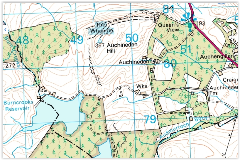 Map of Burncrooks Reservoir