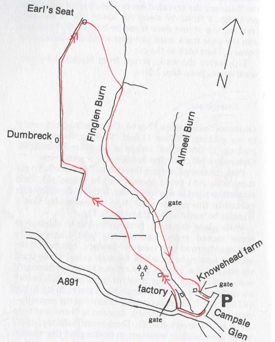 Route Map for Earl's Seat and the Campsie Fells