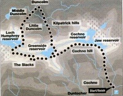 Map of Jaw Reservoir and Cochno Loch