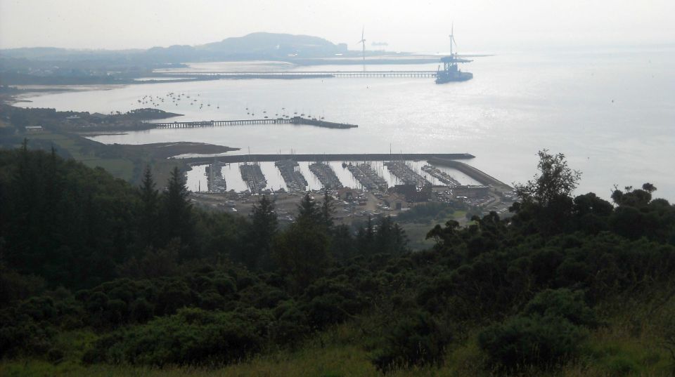 Hunterston Terminal, Fairlie and Largs Marina from Castle Hill