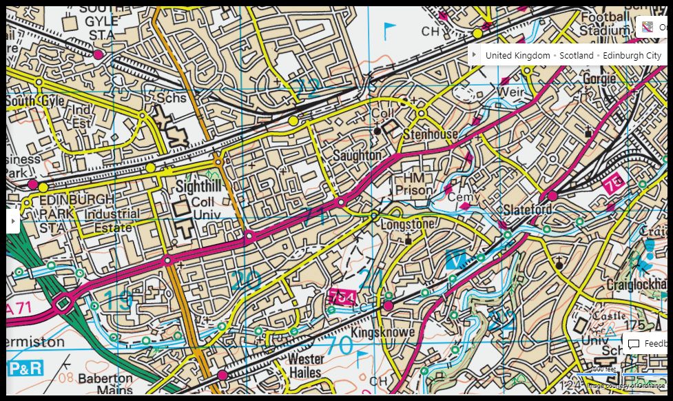 Map of Union Canal from Ratho to Edinburgh