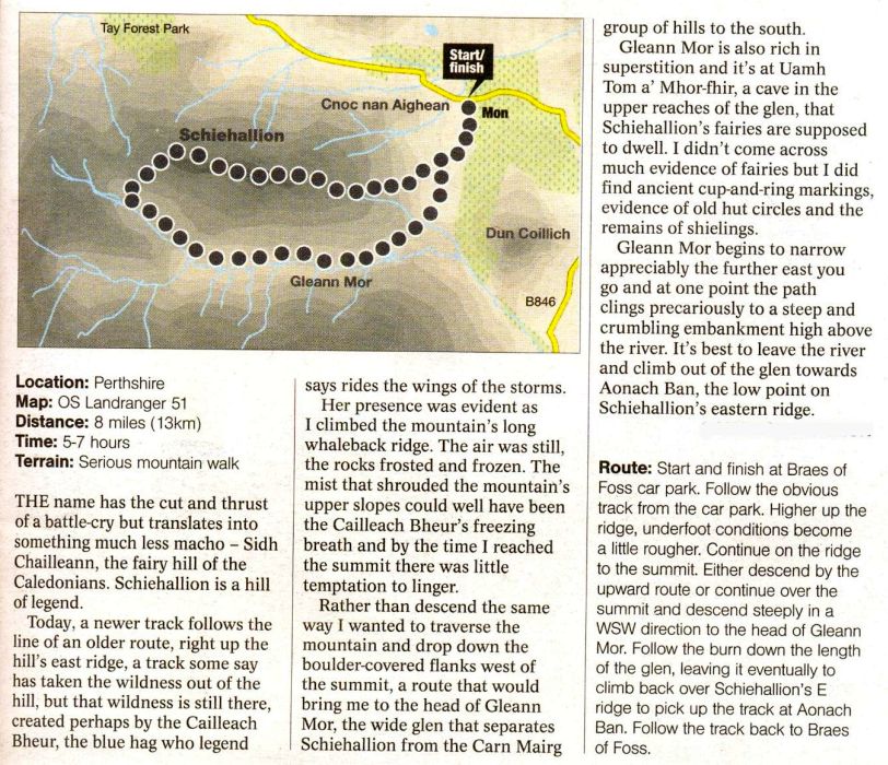 Map and access route description for Schiehallion