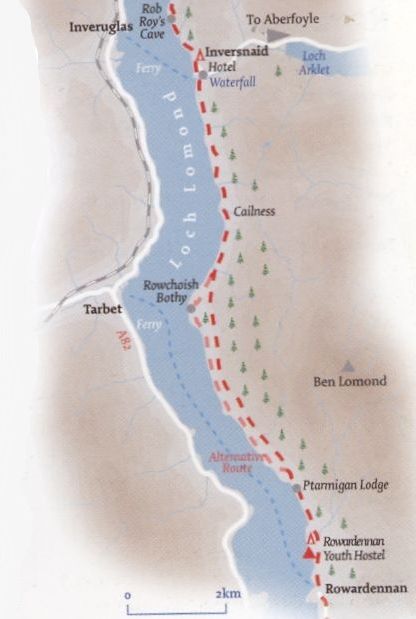 Route Map for Rowerdennan to Inversnaid