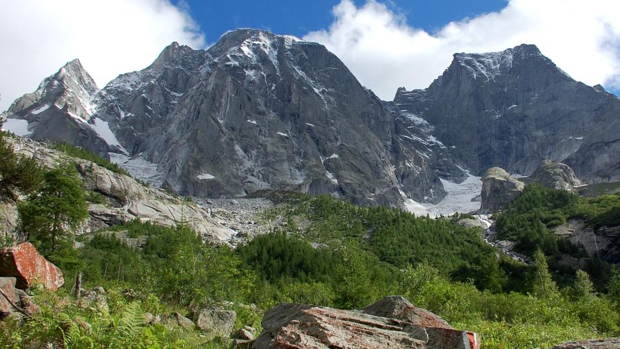 Piz Cengalo ( 3369m, 11,053ft ) and Piz Badile in SE Switzerland