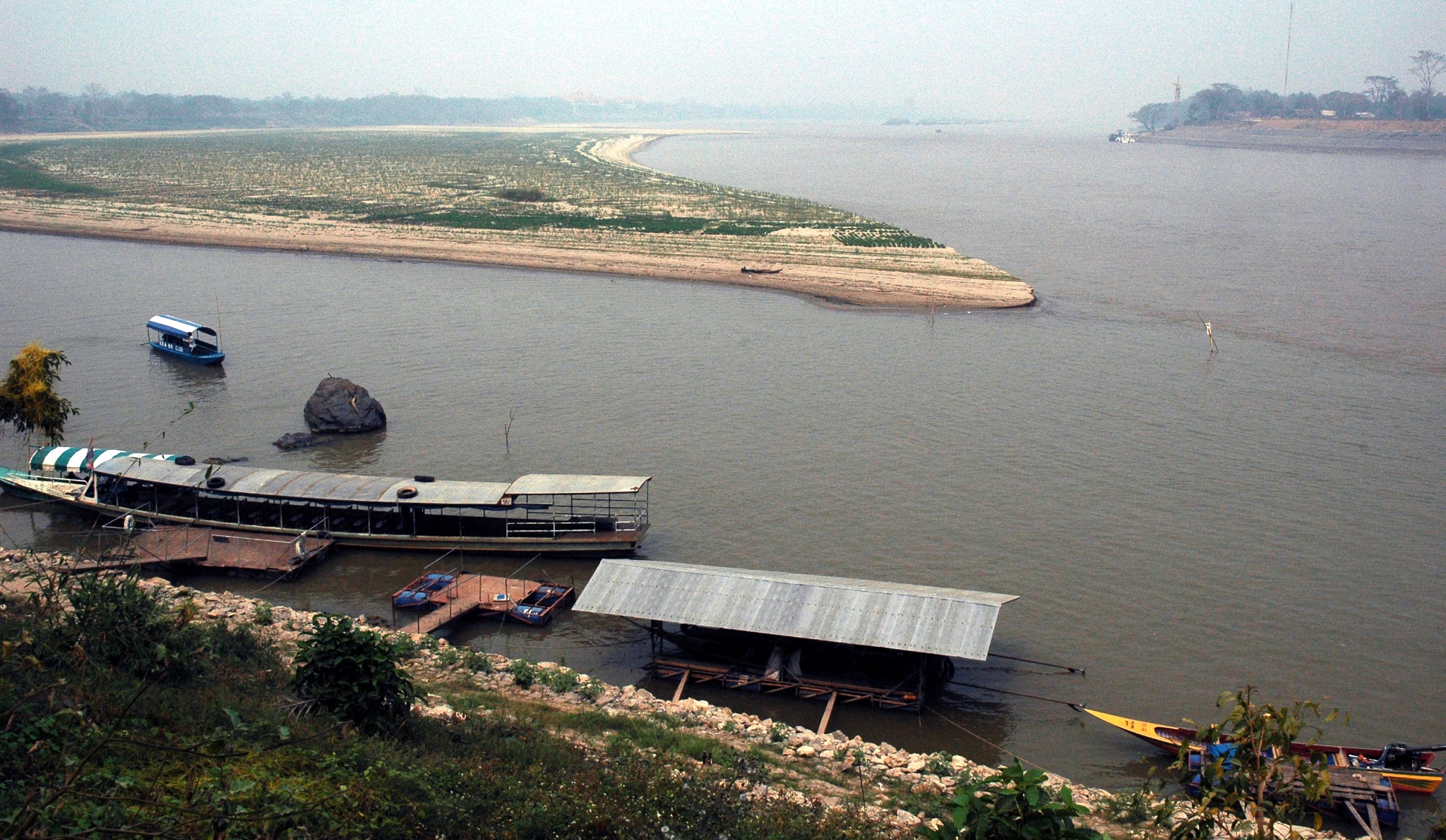 Sop Ruak - junction of Ruak River and Maekong River at the Golden Triangle junction of Laos, Burma ( Myanmar ) and Thailand