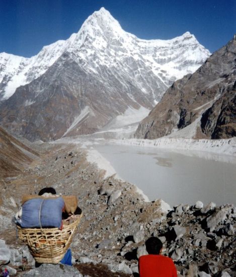 Mt. Kang Nachugo from above Tsho Rolpo glacier lake